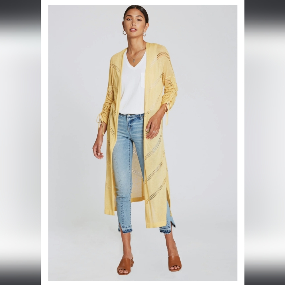 Dear John Long Sleeve Yellow Long Open Cardigan Size S
